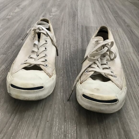 VTG JACK PURCELL CONVERSE ADULT SNEAKERS WHITE CANVAS BOAT SHOES WOMENS 8.5 - Picture 3 of 11